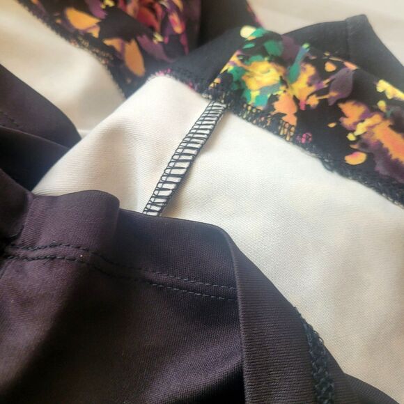 Tahari Black A-Line Floral Dress 20W Women's Plus Knee-Length Spandex Spring - Picture 6 of 9